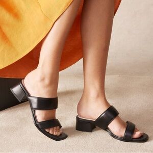 BAUDOIN & LANGE Plume Hi Sandals Black Nappa Leather Size 40 10 Luxury‎ Straps